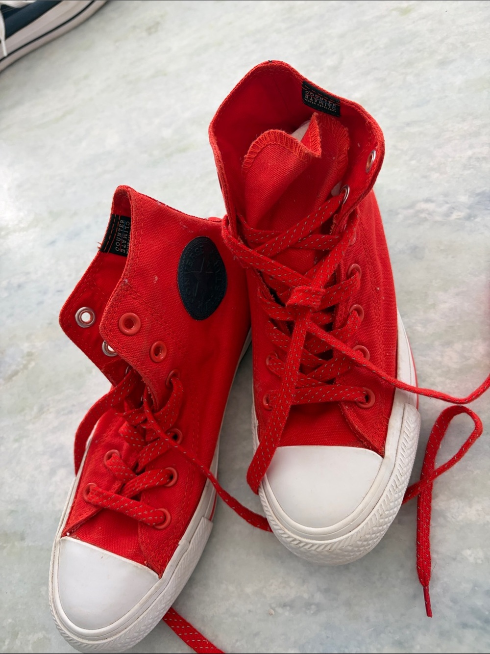 Converse Red High-Top Canvas Sneakers with White Toe